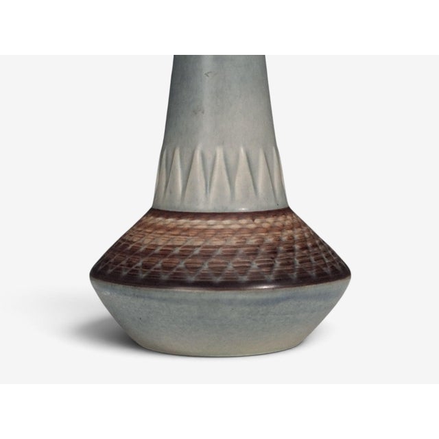 Cornflower Blue 1960s Mid-Century Modern Soholm Stentoj, Table Lamp, Blue-Grey Glazed Stoneware For Sale - Image 8 of 10