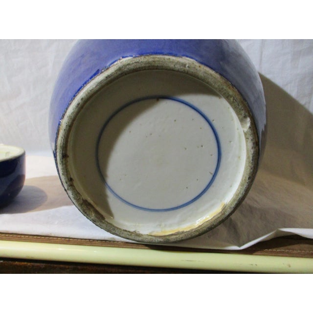 Late 19th Century Antique Chinese Blue Glazed Porcelain Ginger Jar For Sale - Image 5 of 10