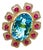 Bochic "Orient" Natural African Ruby, Blue Topaz & Diamond Ring Set 18K Gold & Silver For Sale