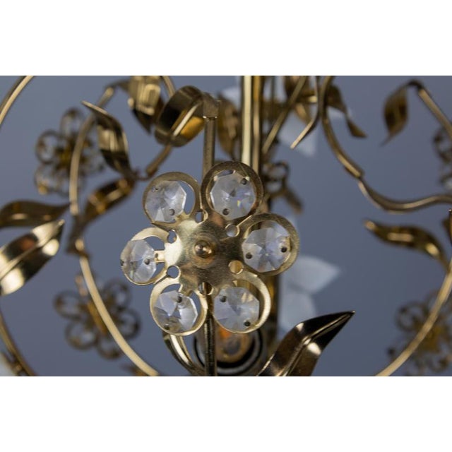 Hollywood Regency Style White Murano Glass Flower and Metal Chandelier, 1980s For Sale - Image 16 of 18