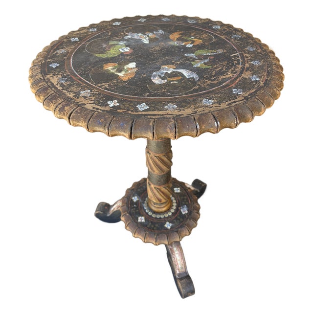 Early 20th Century Chinoiserie Painted Drinks Table With Hand-Painted Figures For Sale