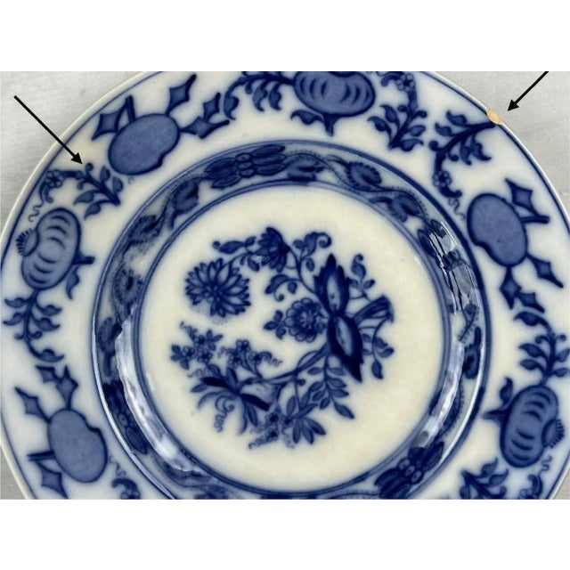 Set of 6 Vintage Laveno Blue Onion Plates, Sci Italy Earthenware (21cm) For Sale - Image 10 of 18