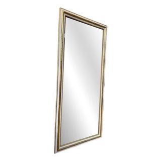 Louis XVI Style Mirror in White Lacquered and Gilded with Gold Leaf For Sale