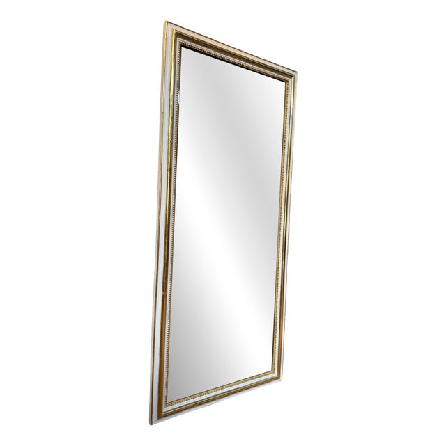 Louis XVI Style Mirror in White Lacquered and Gilded with Gold Leaf For Sale