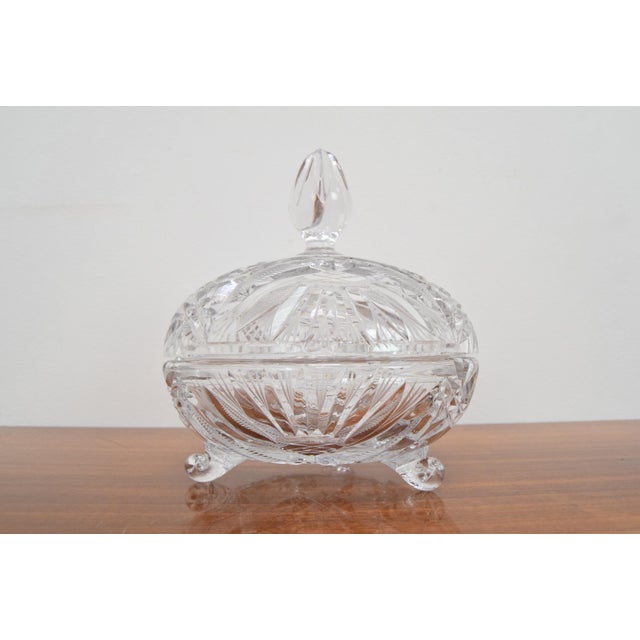 Bohemian Art Cut Glass Jar, 1960s For Sale - Image 3 of 18