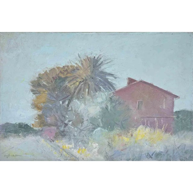 Sigfrido Oliva, Cottage, Oil on Canvas, 1980s For Sale