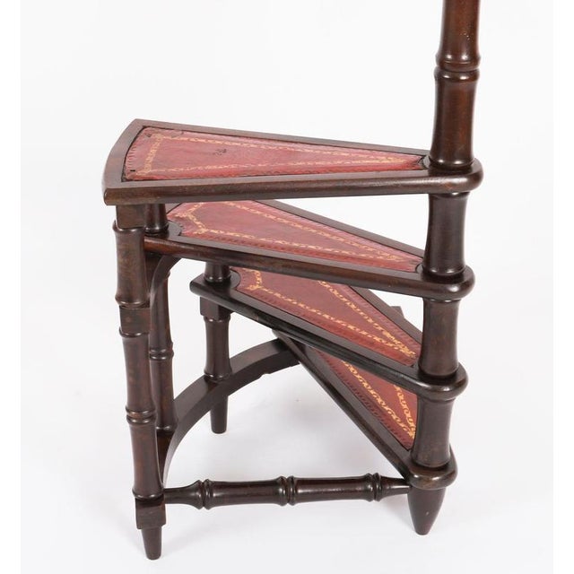 Wood Vintage Spiral Mahogany Library Steps, 20th Century For Sale - Image 7 of 13