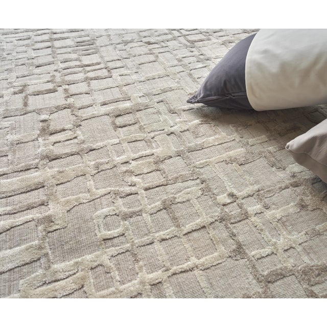 Exquisite Rugs Vista Handmade New Zealand Wool & Bamboo Silk Beige Rug-10'X14' For Sale In Los Angeles - Image 6 of 7