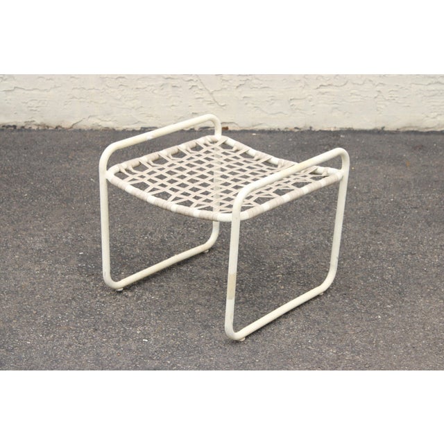 Metal Brown Jordan Vintage Pair 'Lido' Aluminum Outdoor Patio Stools or Ottomans For Sale - Image 7 of 12