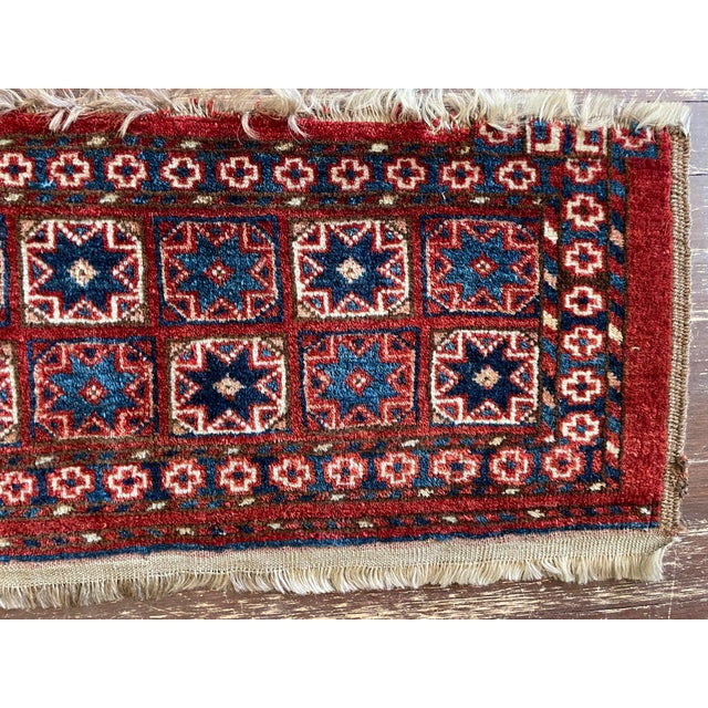 Red Antique Turkoman Stars Rug/ Bag For Sale - Image 8 of 8