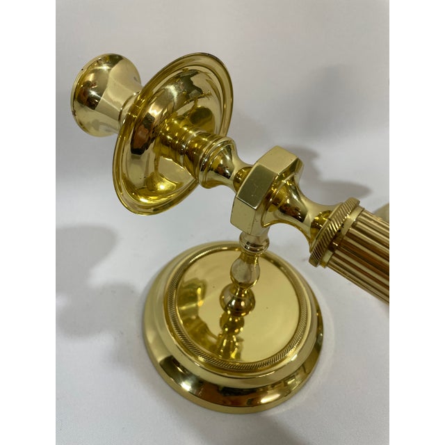 Vintage Brass Neoclassical Style Candle Wall Sconces - A Pair For Sale - Image 12 of 18