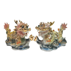 Vintage Porcelain Dragon 24k Gold