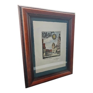Vintage Print of Dinkelsbühl, Rothenburger, Germany, Signed For Sale