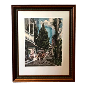"New Orleans Scene" 1960's Print by Doris Chase, Framed