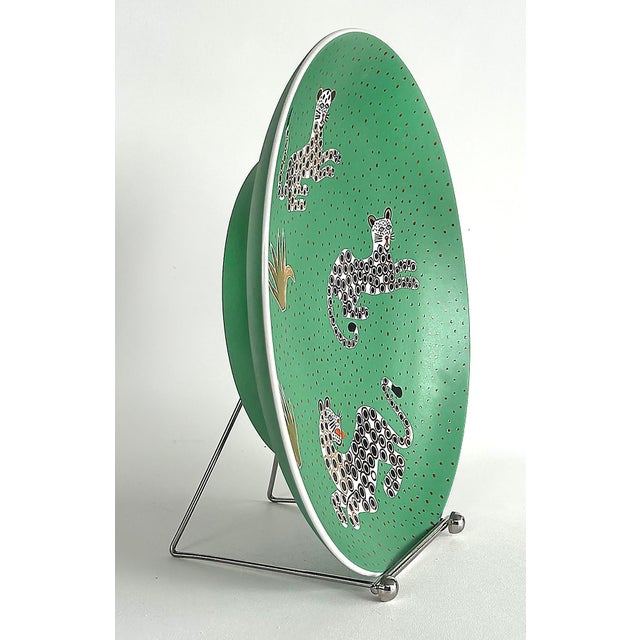 Waylande Gregory Studio Leopards Ceramic Charger with Stand Offered for sale is a Waylande Gregory Studio hand-made and...
