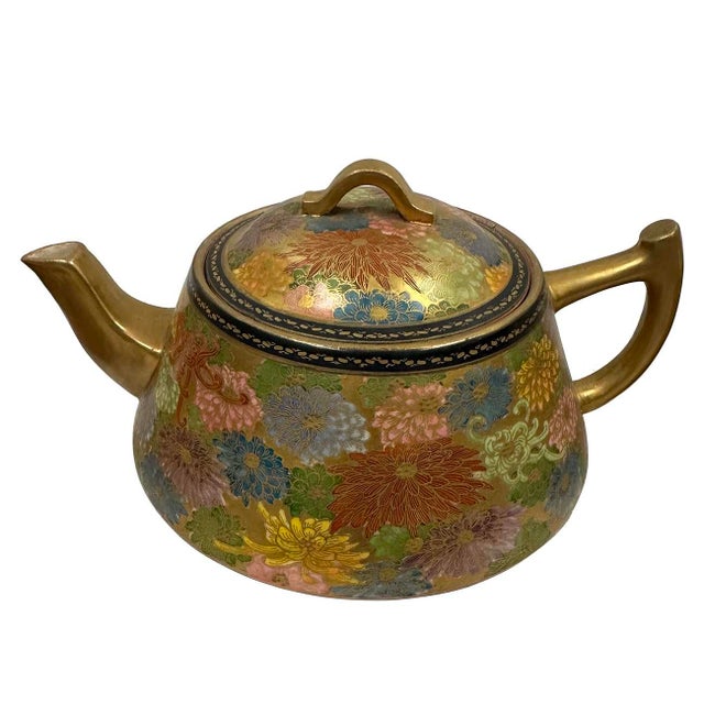 Gold Mid-20th Century Japanese Satsuma Tea Set, 21 Pieces For Sale - Image 8 of 12