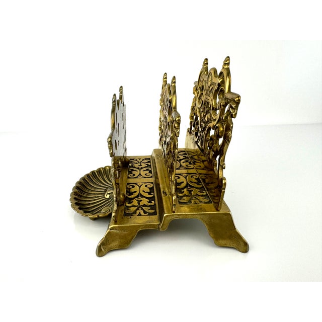 Metal Vintage 1940's French Rococo Brass Letter Holder For Sale - Image 7 of 10