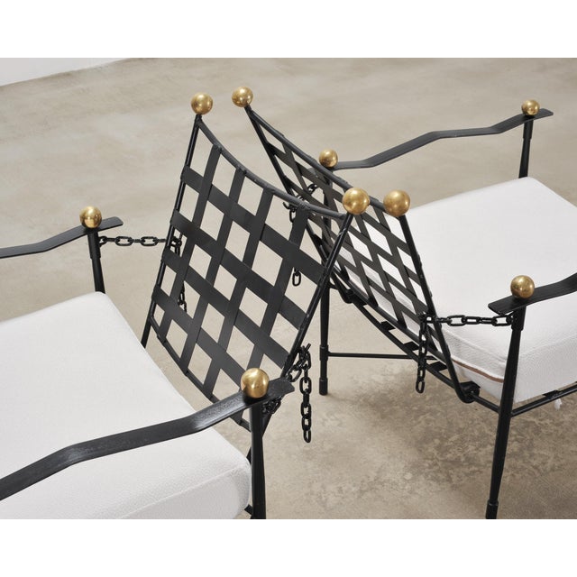 Set of Four Mario Papperzini Amalfi Iron Lounge Garden Chairs For Sale - Image 12 of 18