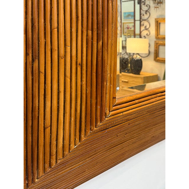 Vintage 3-Dimensional Pencil Reed Coastal Beveled Mirror For Sale In Miami - Image 6 of 8