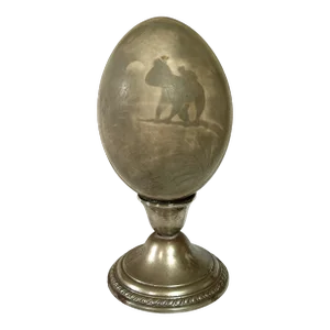 Australian Carved Ostrich Easter Egg on Silver Stand