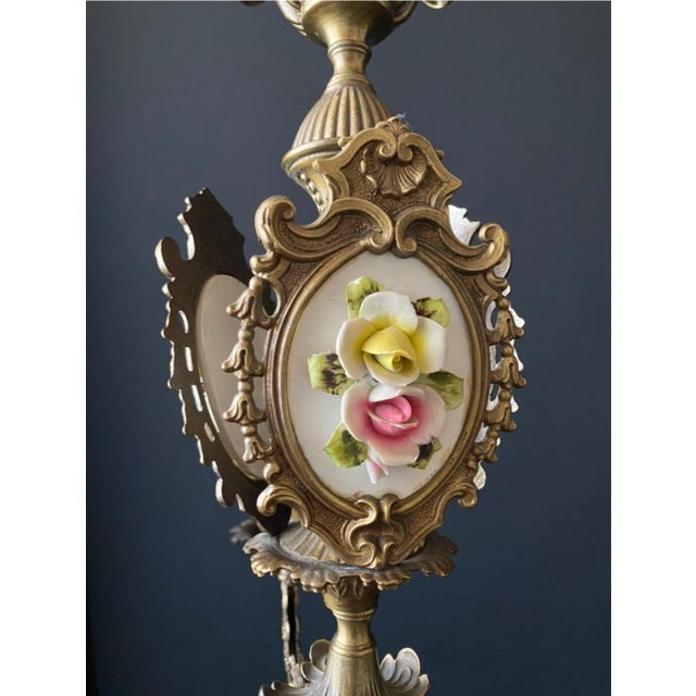 Antique Chandelier with Ceramic Decorations, 1960s For Sale - Image 11 of 14