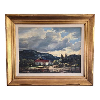 Joshua Meador Vintage Oil Painting Plein Air Rural California Landscape For Sale