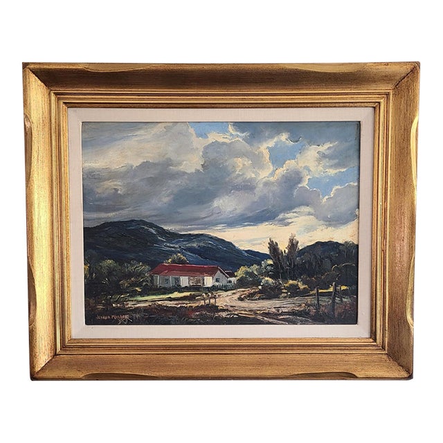 Joshua Meador Vintage Oil Painting Plein Air Rural California Landscape For Sale