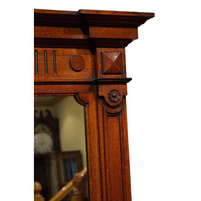 Wood Large Victorian Oak Wall Mirror For Sale - Image 7 of 14