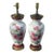 1920s Hand-Painted Table Lamps Milk Glass With Azalea Decoration - Pair For Sale