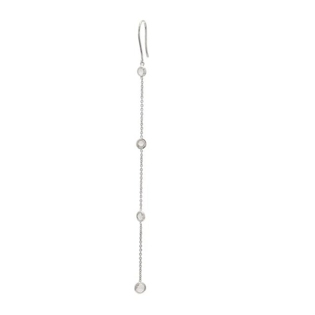 Metal Designer Diamond Shoulder Duster Dangle Earrings in 14k Solid White Gold- 2 Pieces For Sale - Image 7 of 8