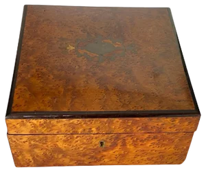 Box in Burled Wood and Silk Brown Color, France, 19th Century