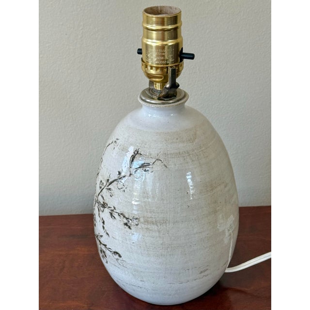Rustic Late 20th Century Studio Pottery Table Lamp, Signed For Sale - Image 3 of 7