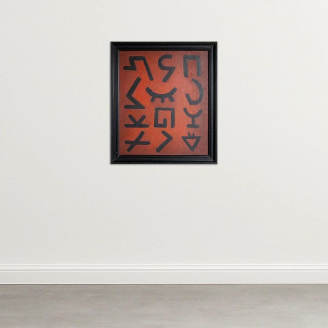 Manuel Rufi Gibert, Geometric Abstraction in Red, 1990s, Oil on Board, in Very Good conditions. Designed 1990 to 1999