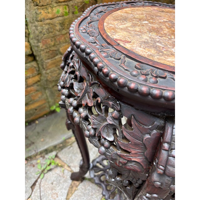 Wood Chinoiserie Stately Rosewood Plant Stand For Sale - Image 7 of 12