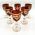 Vintage Italian Ruby Red Crystal Wine Goblets with 24k Gold Neoclassical Garlands by Interglass, 1980s, Set of 6 For Sale - Image 9 of 18