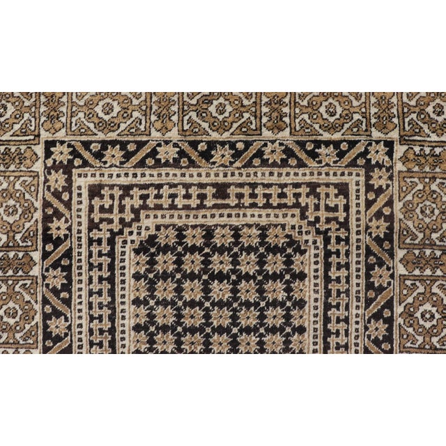 Brown All-Over With Medallion Design Turkish Carpet in Shades of Brown and Cream 4'2"x6'3" For Sale - Image 8 of 10
