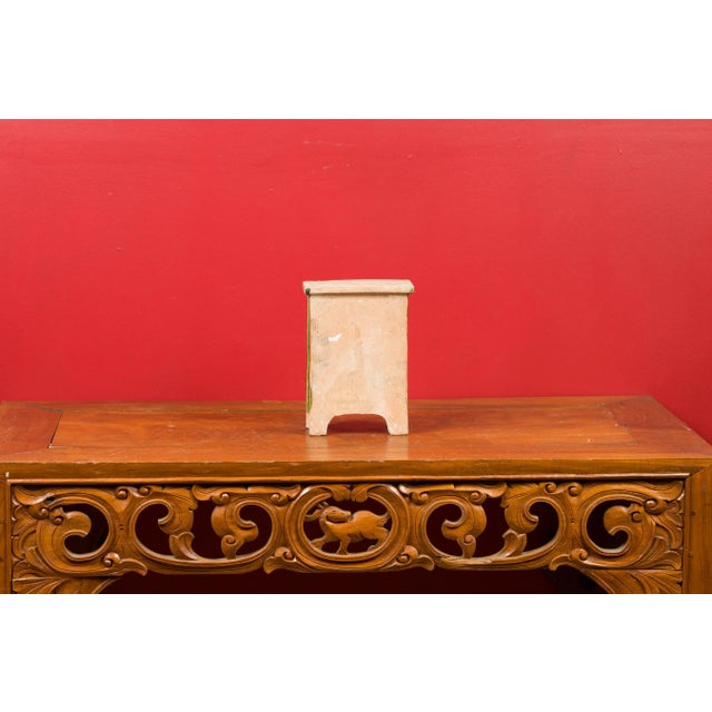 Ceramic Early 21st Century Chinese Ming Dynasty Period Green Glazed Miniature Armoire with Bracket Feet For Sale - Image 7 of 13