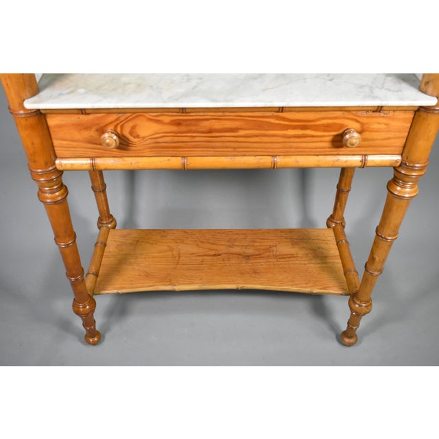 Brown Antique French Napoleon III Style Faux Bamboo Washstand, 1890s For Sale - Image 8 of 14