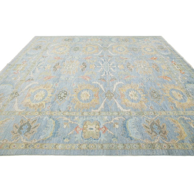 Apadana's Contemporary Sultanabad Floral Wool Rug in Light Blue For Sale In New York - Image 6 of 11