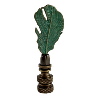 Verdigris & Bronze Boho Feather Lamp Finial For Sale