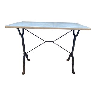 Vintage French Cast Iron Marble Top Bistro Pastry Table or Desk For Sale