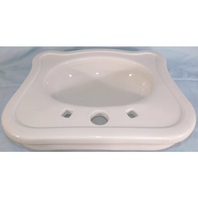 Antique Thomas Maddock's Sons Co. "Durock" Vitreous China Top-Mount (Drop-In) / Console Sink For Sale In Portland, ME - Image 6 of 18