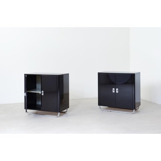 Mid-Century Modern 1960s Pair of Black Lacquered Cabinets For Sale - Image 3 of 7