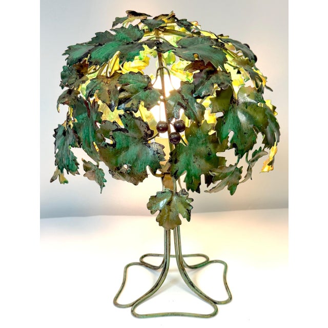 Italian Polychromed Tole Grapevine Topiary Table Lamp, Circa 1960s A charming Italian polychromed tole grapevine table...