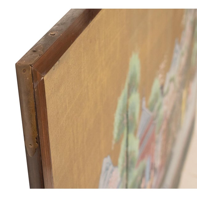 C. 1940s Vintage Chinese Painted Folding Screen "Flying Kites" For Sale - Image 14 of 16