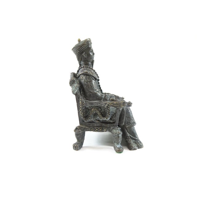 Pair of 19th Century Chinese Bronze Figures of Emperor and Empress For Sale - Image 6 of 6