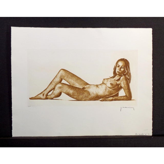 "Nu Couche #4" Aquatint Etching by Roger Hebbelinck Hand signed, titled and numbered by the artist in pencil Limited...