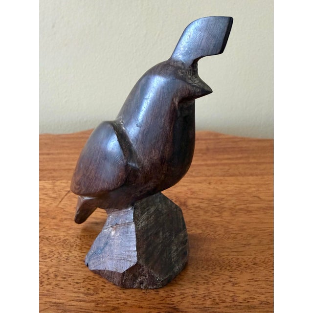 American Midcentury Hard-Carved Wooden California Quail For Sale - Image 3 of 7