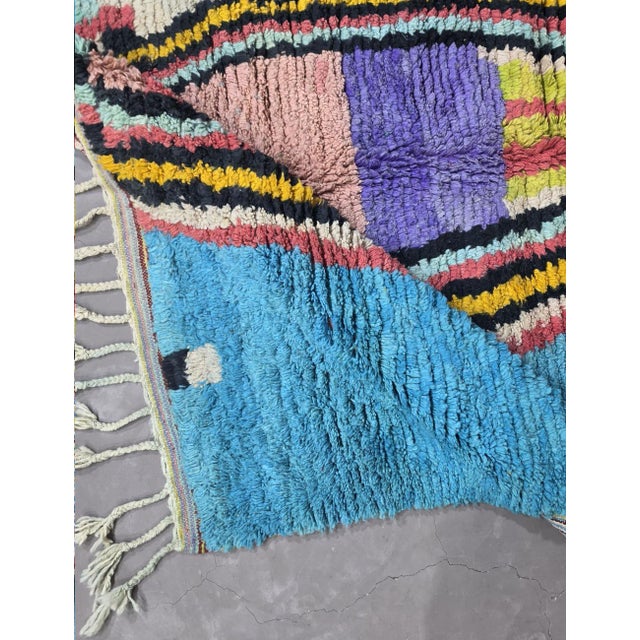 Textile Turquoise Handwoven Berber Wool Rug - 9 X 6.1 Ft For Sale - Image 7 of 9