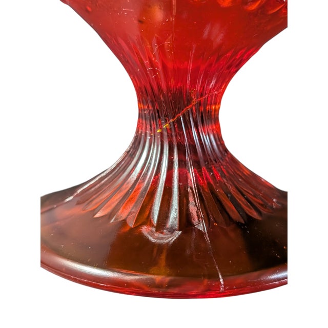 Orange Mid 20th Century Fenton MCM Amberina Hobnail Swung Glass Vase 20.5" For Sale - Image 8 of 9